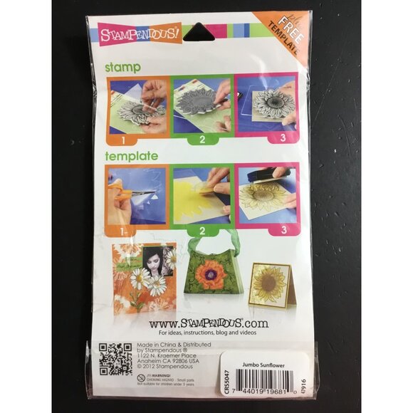 Stampendous Jumbo Sunflower Cling Rubber Stamp and Stencil - Picture 2 of 2